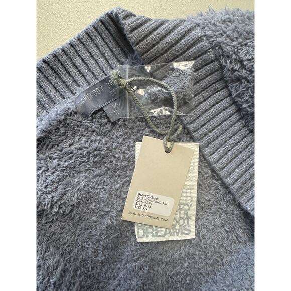 QVC Barefoot Dreams CozyChic Ribbed Knit Trim Cardigan NWT BLUE BELL SIZE XS - Picture 5 of 7